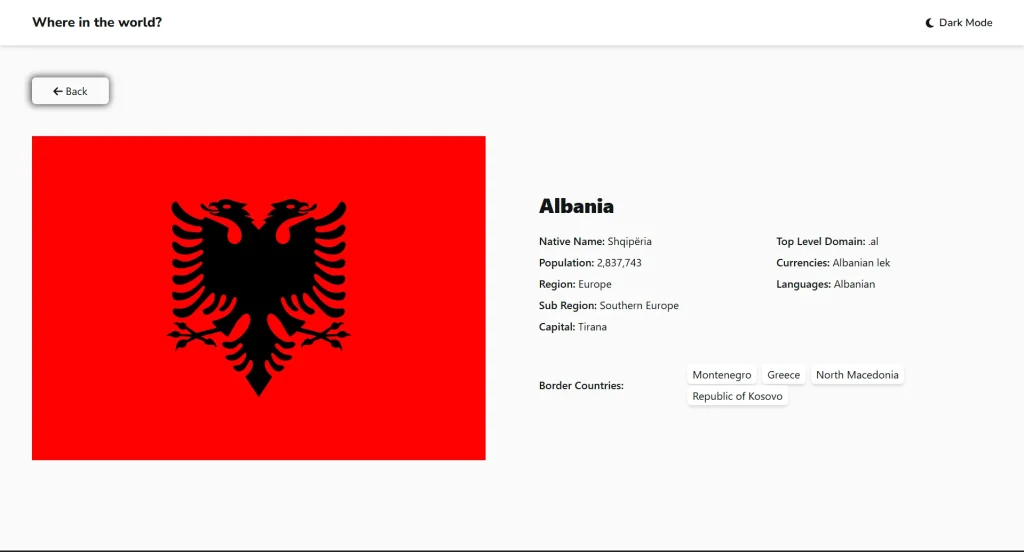 Where in the world single country in light mode